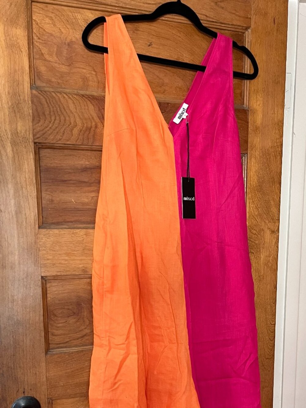 Mixed by Nasrin Linen Jumpsuit Color Block Size Large - Picture 2 of 4
